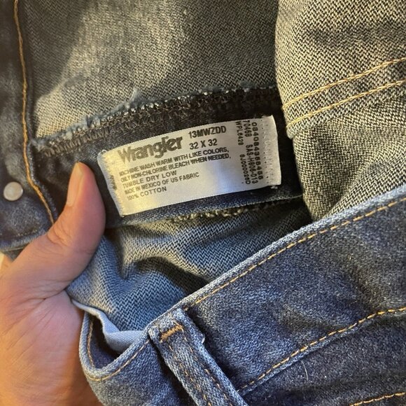 Wrangler Vtg Gold Buckle Stone Wash Jeans Straight Long Pants Size 32x32 Dark - Picture 10 of 12